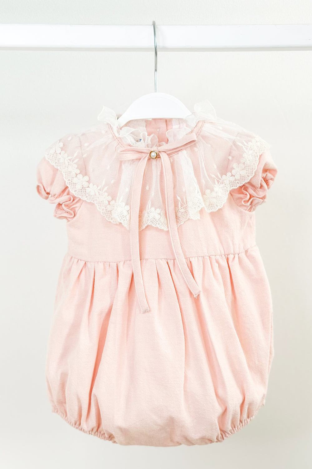 Fofettes "Aurelia" Pink Lace Collar Romper | Millie and John