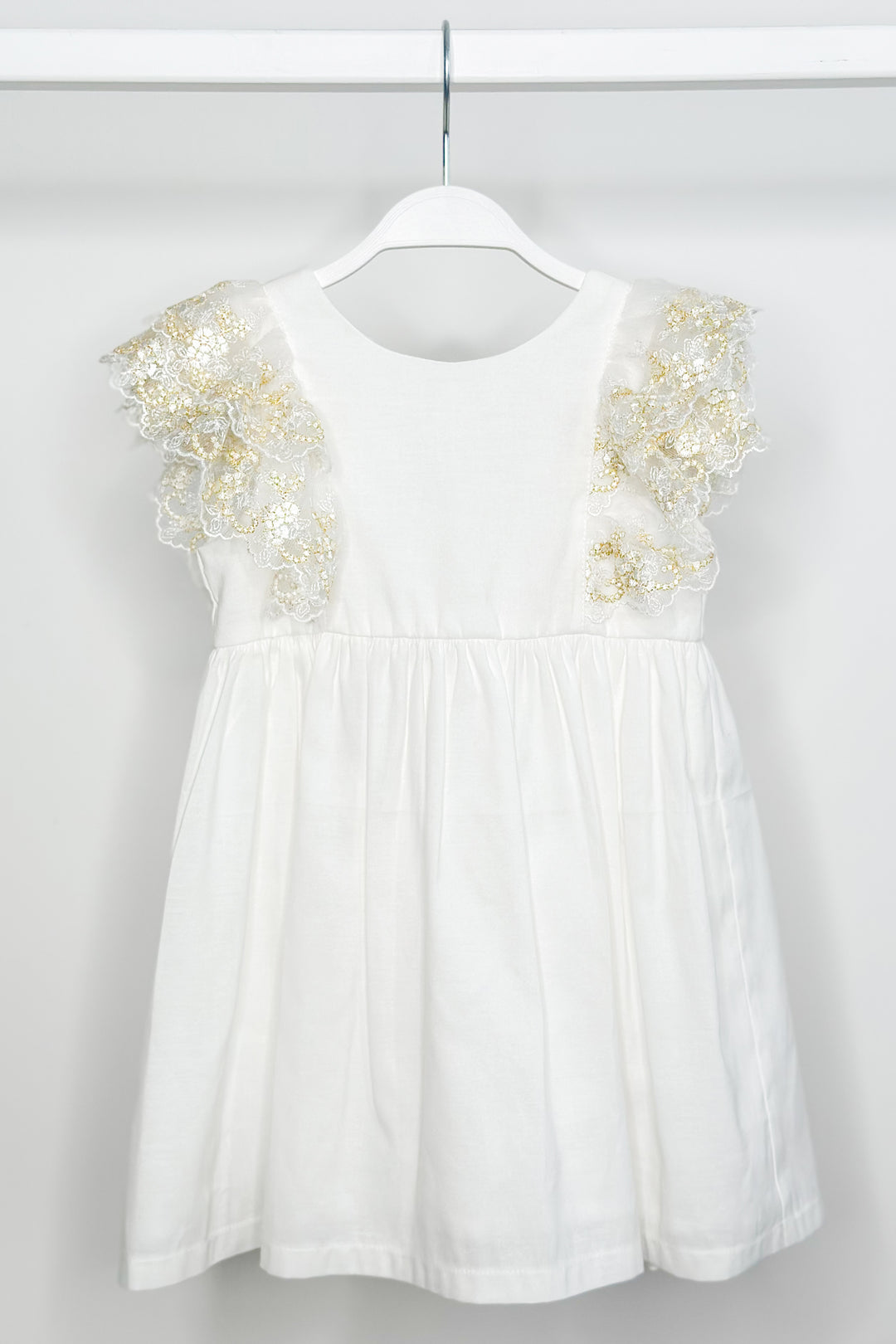 Fofettes "Haven" Ivory Gold Lace Sleeve Dress | Millie and John