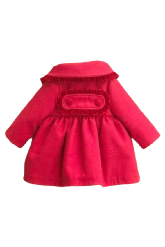 Valentina Bebes PREORDER Red Cloth Velvet Trim Coat | Millie and John