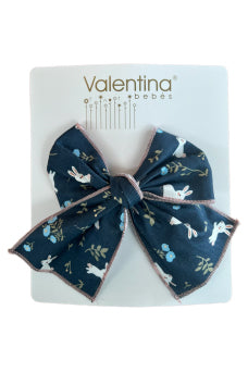 Valentina Bebes Navy Bunny Print Hair Bow | Millie and John