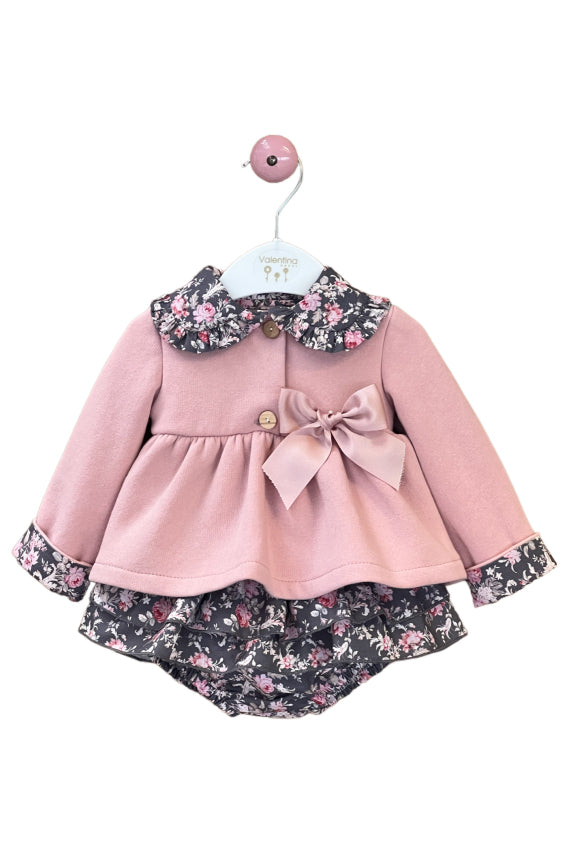 Valentina Bebes "Esmae" Dusky Pink Floral Sweatshirt & Skirt | Millie and John