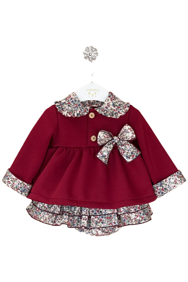 Valentina Bebes "Margaret" Burgundy Floral Sweatshirt & Skirt | Millie and John