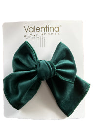 Valentina Bebes PREORDER Bottle Green Velvet Hair Bow | Millie and John