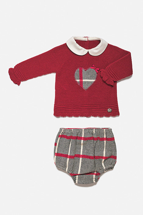 Juliana "Birdie" Burgundy Knit Top & Checked Bloomers | Millie and John