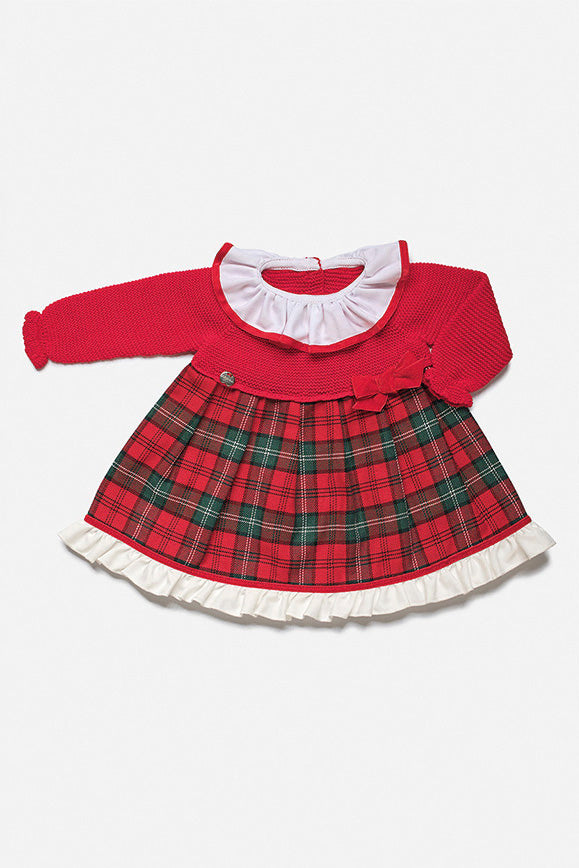 Juliana "Lyla" Red Knit Tartan Dress | Millie and John