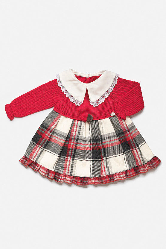 Juliana "Winifred" Red Knit Tartan Dress | Millie and John