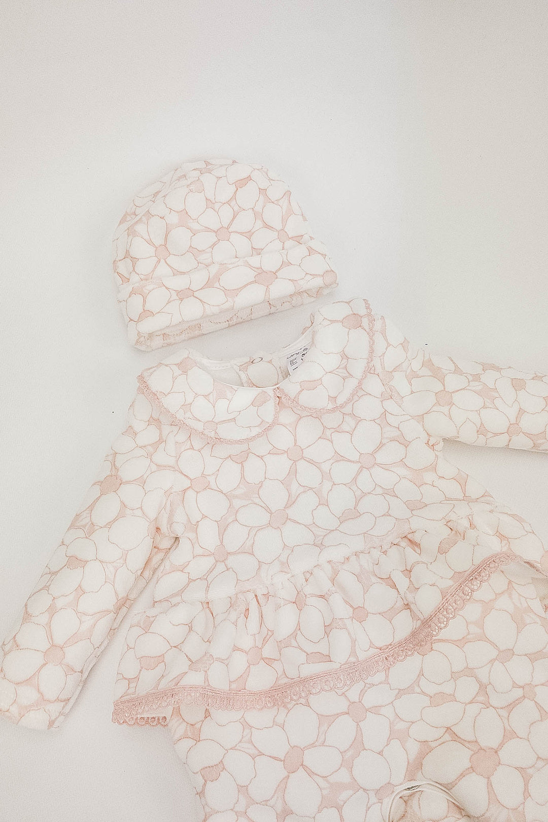 Dusky Pink Floral Velour Sleepsuit