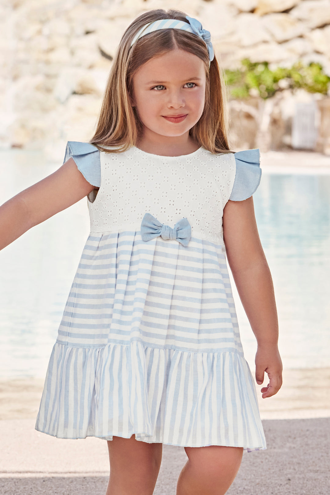 CANDY SKY STRIPE FLUTTER DRESS CANDY SKY STRIPE FLUTTER DRESS