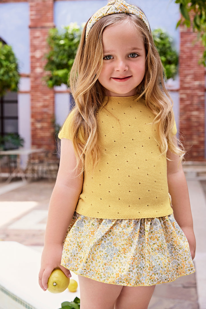 "Addie" Lemon Knit Top & Floral Skort