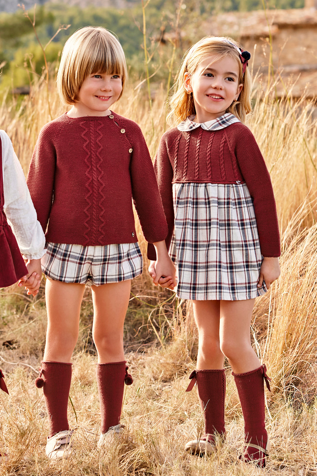 "Elliot" Burgundy Knit Top & Tartan Jam Pants