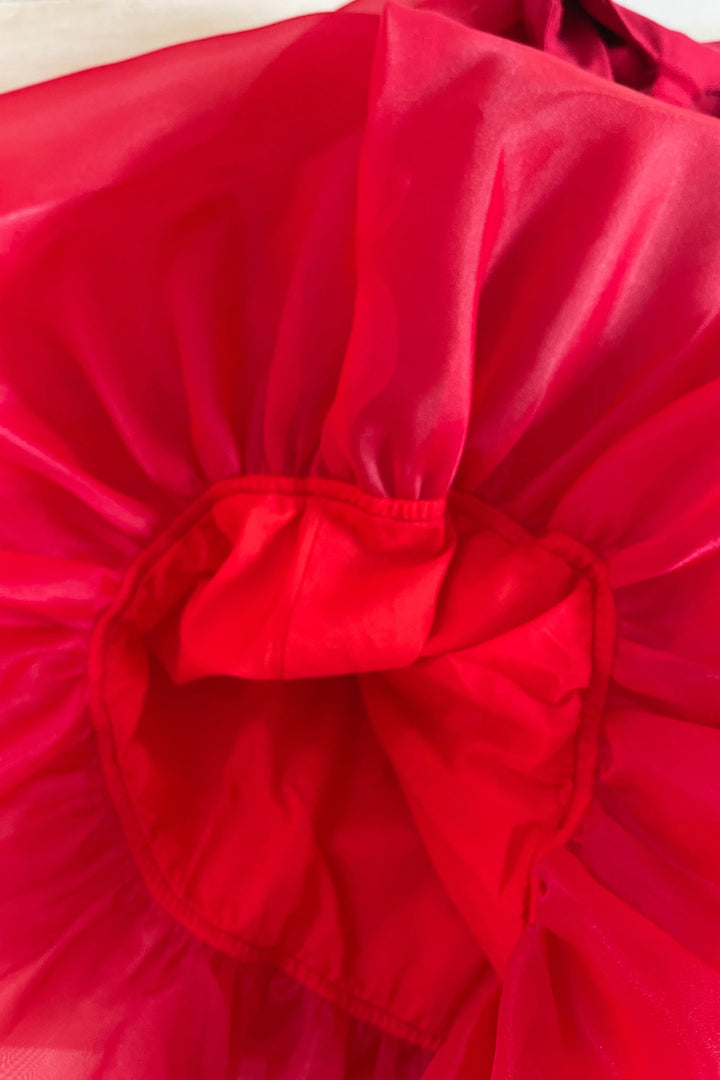 Red Satin Organza Heart Puffball Dress