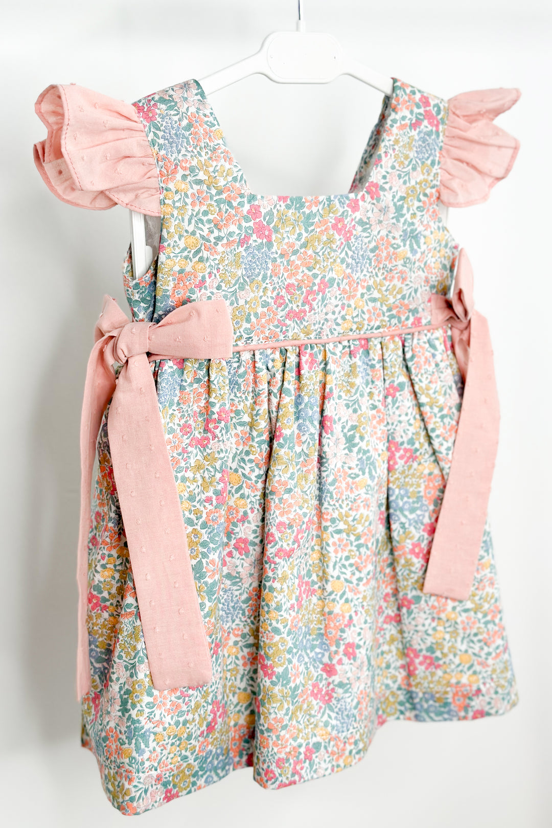 Puro Mimo "Joanna" Green & Pale Rose Floral Dress | Millie and John