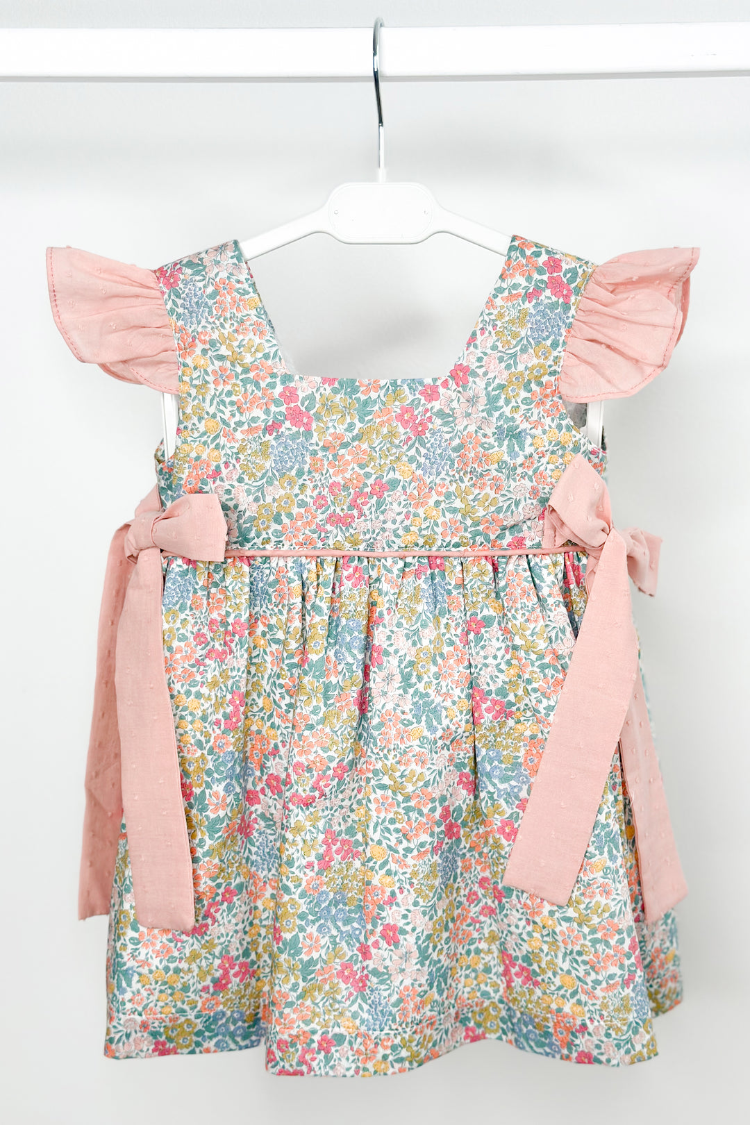 Puro Mimo "Joanna" Green & Pale Rose Floral Dress | Millie and John