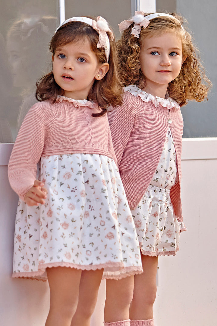 Juliana "Chloe" Powder Pink Knit Cardigan, Floral Top & Bloomers | Millie and John