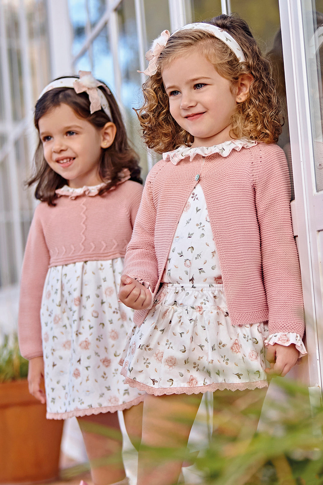 Juliana "Amara" Powder Pink Knit Floral Dress | Millie and John