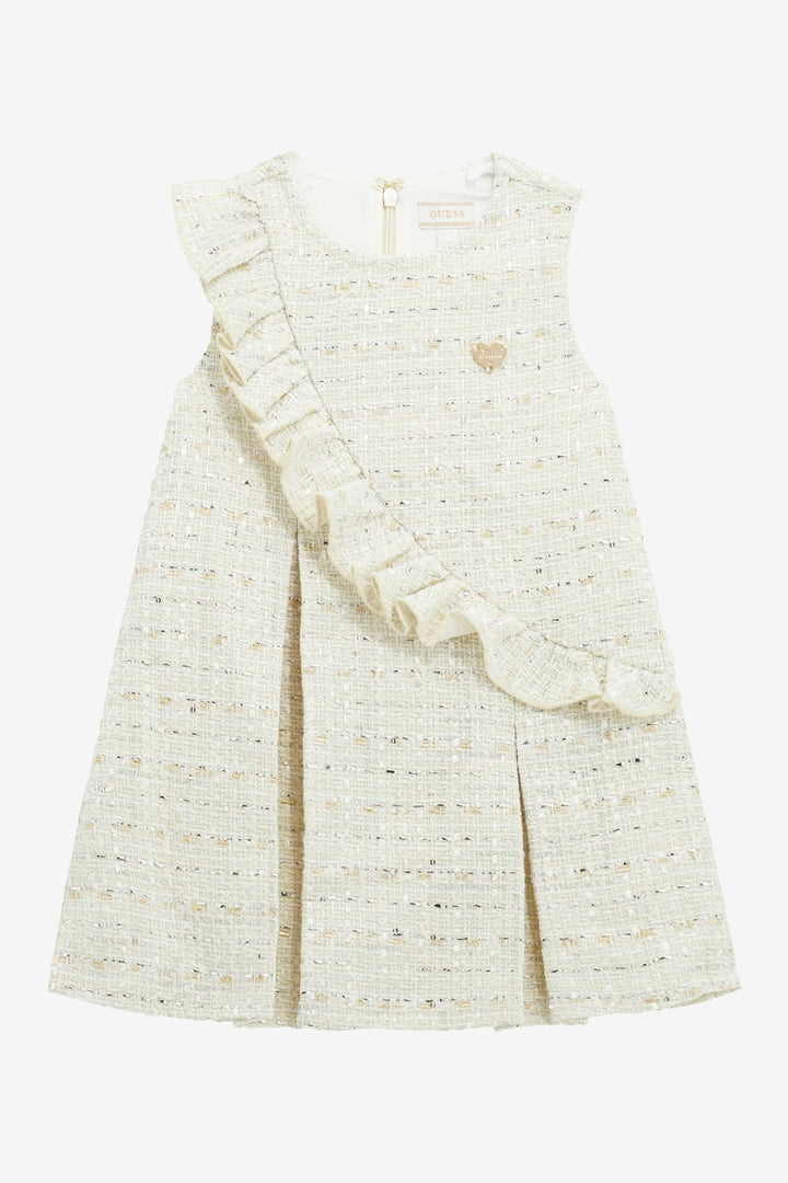 "Cassandra" Cream Shimmer Tweed Dress