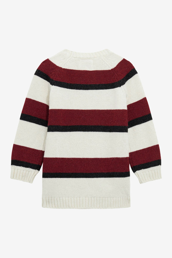 "Cassie" Sparkly Ivory, Burgundy & Black Knit Jumper Dress