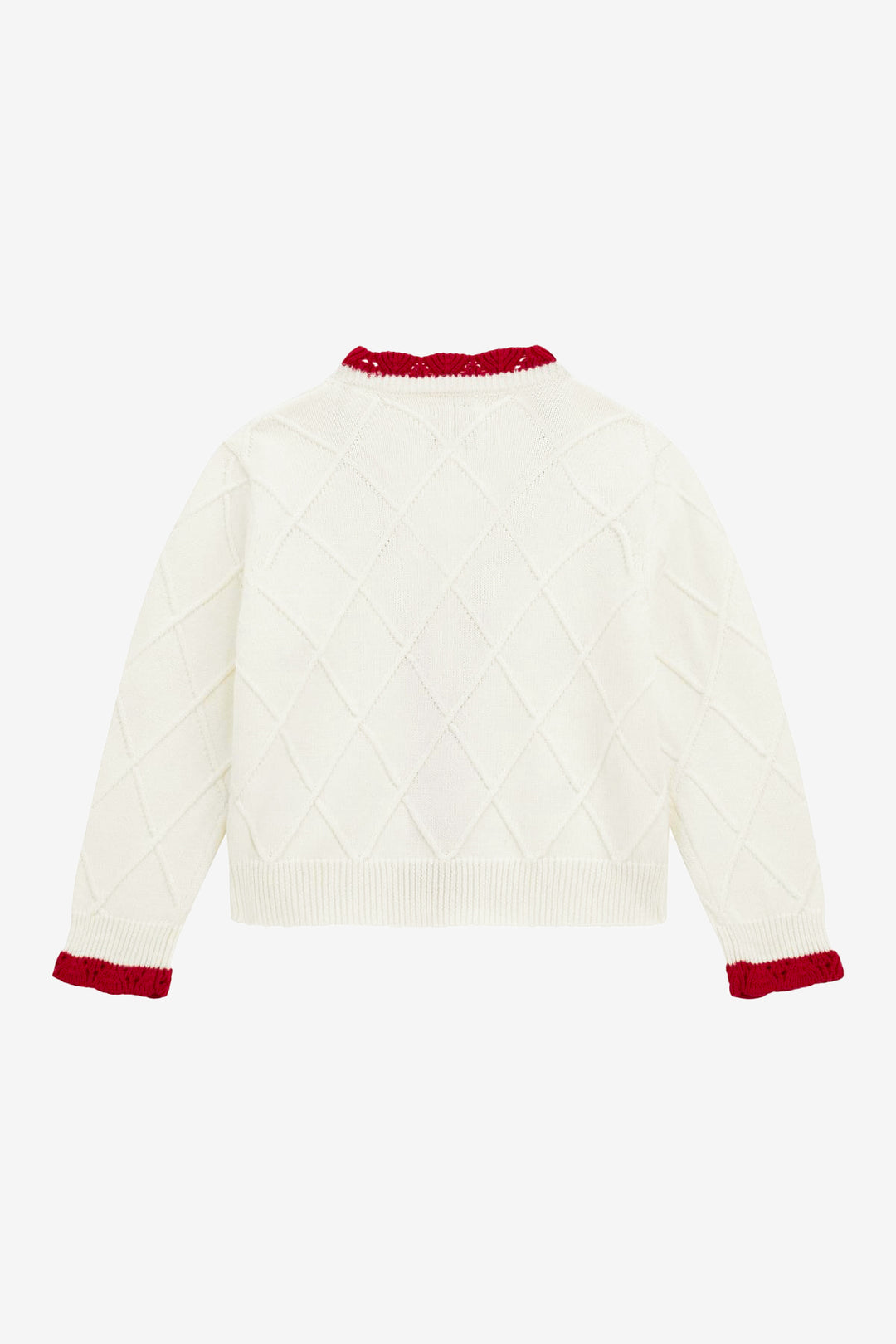 "Tansy" Ivory & Red Embroidered Cherry Cardigan