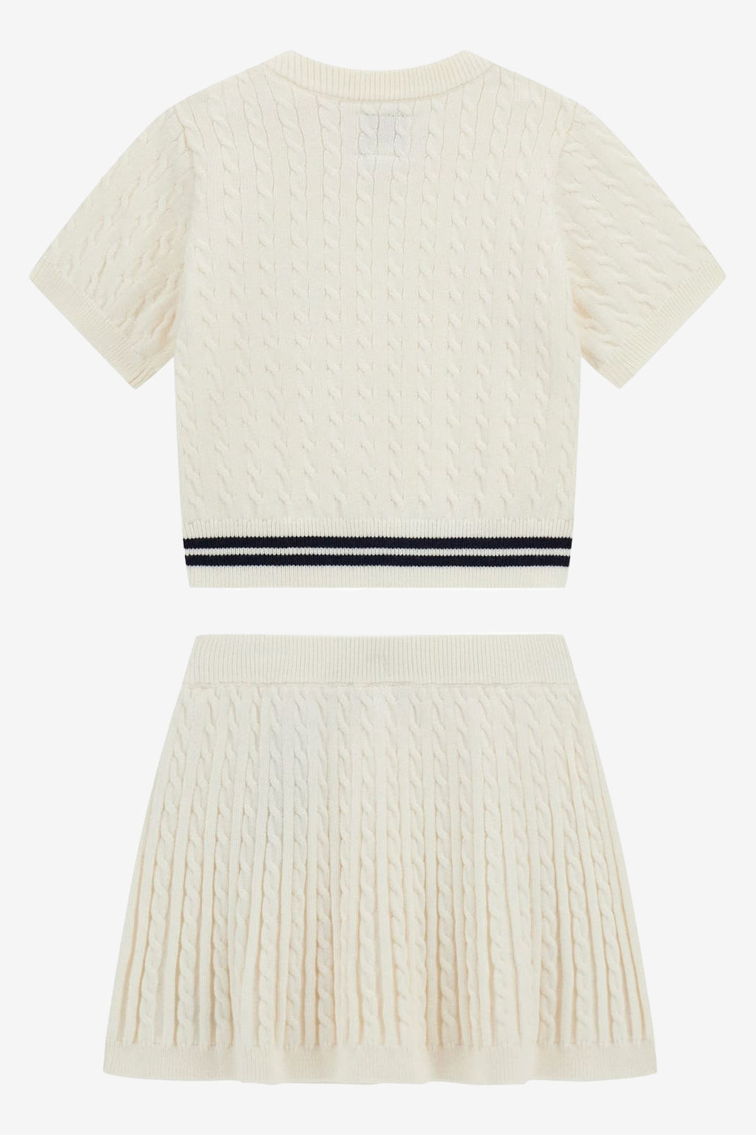 "Quinn" Ivory Cable Knit Top & Skirt