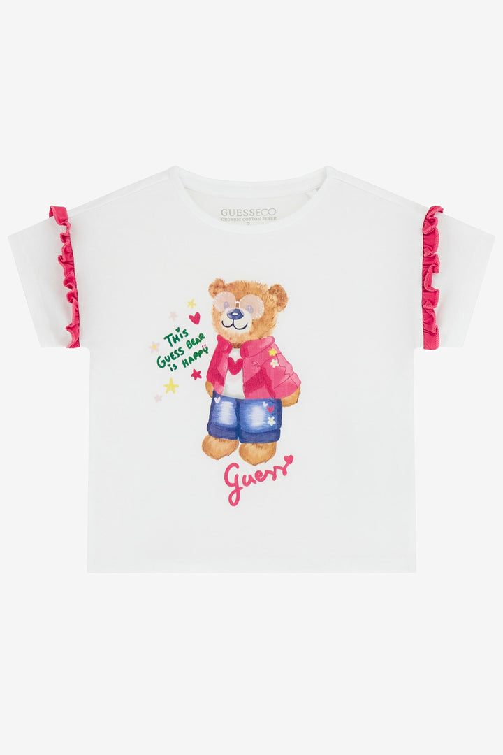 "Cleo" White & Cerise Teddy T-Shirt