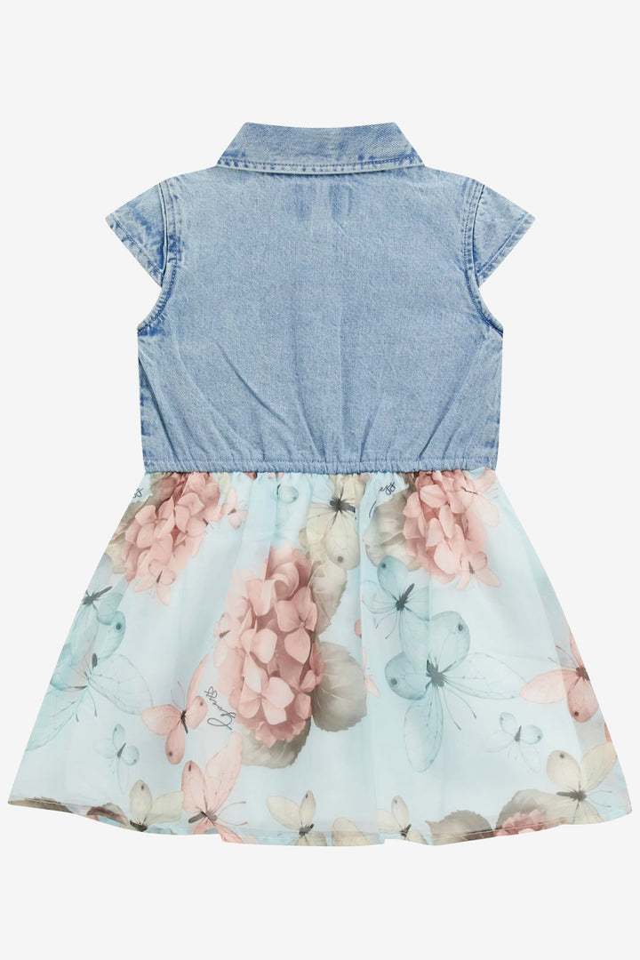 "Josephine" Denim Mint Butterfly Organza Dress