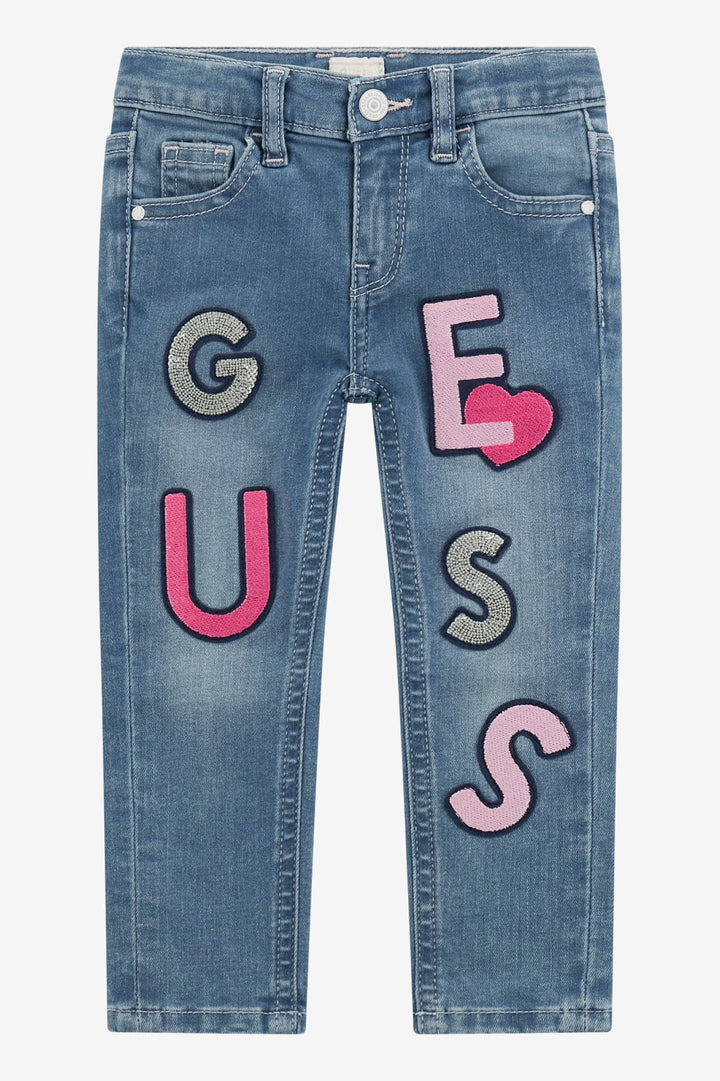 "Aria" Logo Patch Skinny Jeans