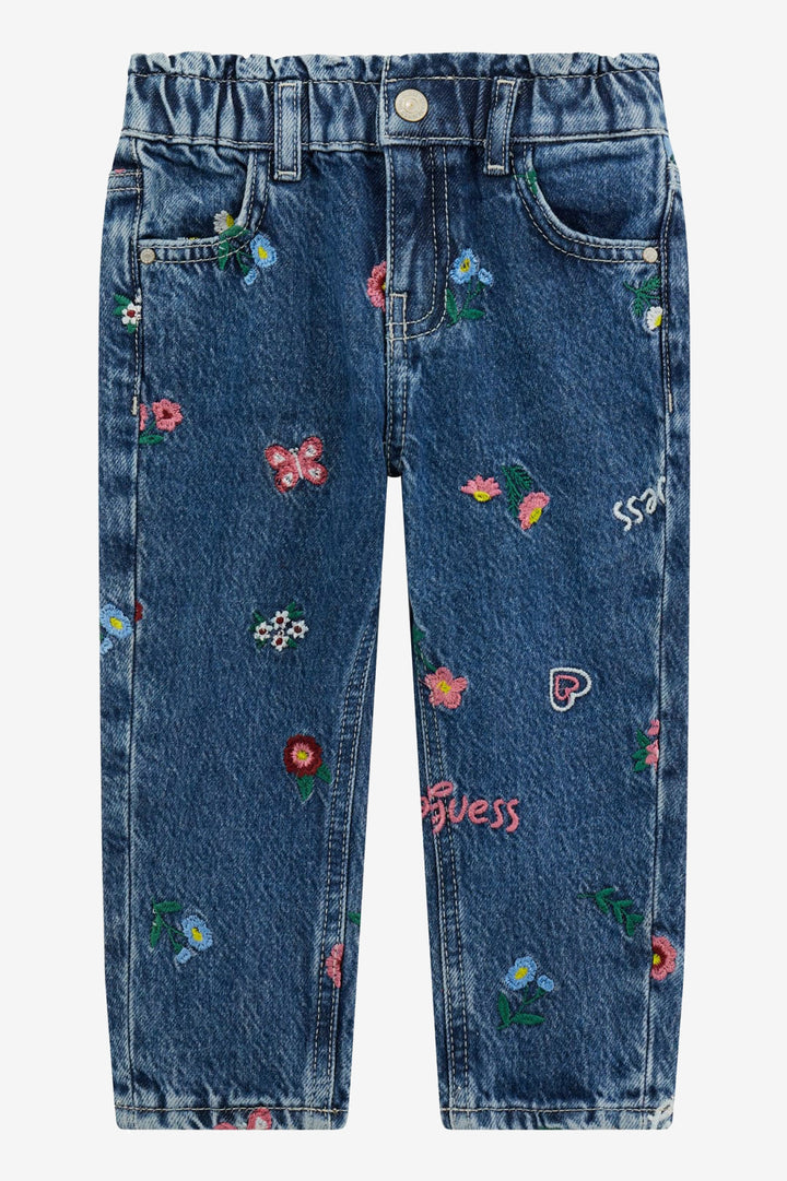"Posie" Ditsy Floral Embroidered Paper Bag Jeans