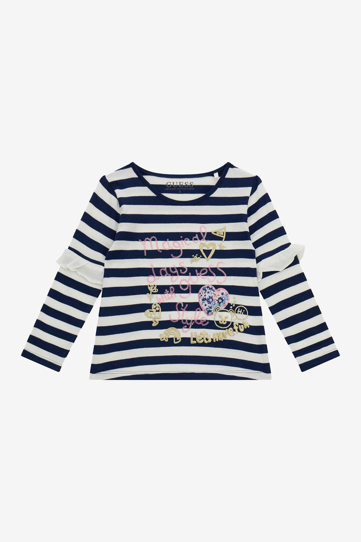 "Amber" Navy & White Striped Top