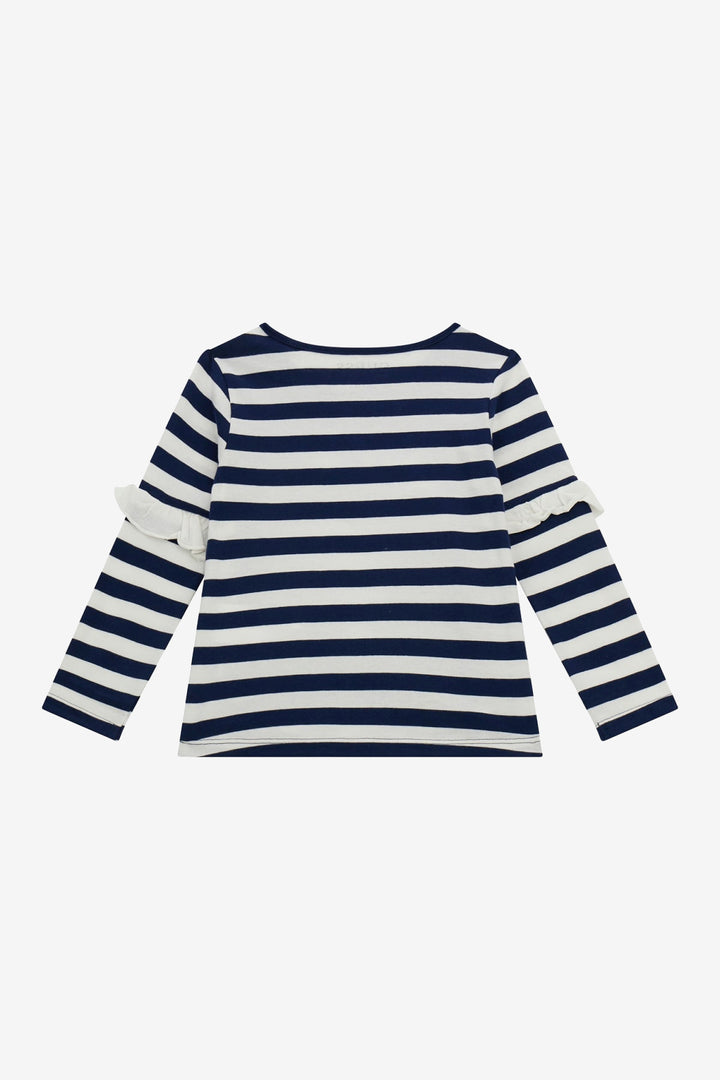 "Amber" Navy & White Striped Top