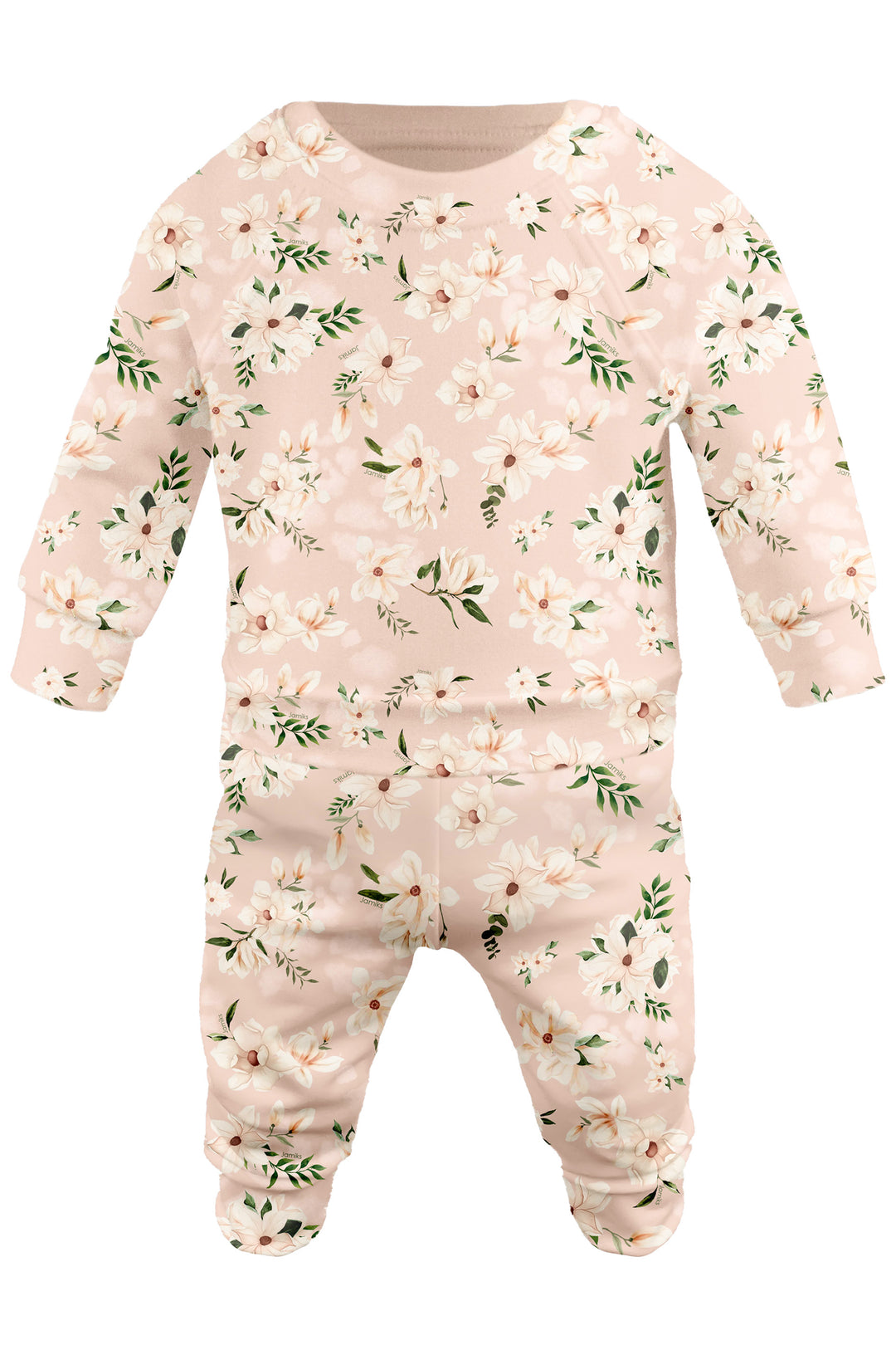 Jamiks "Joni" Pale Pink Floral Bamboo Top & Trousers | Millie and John