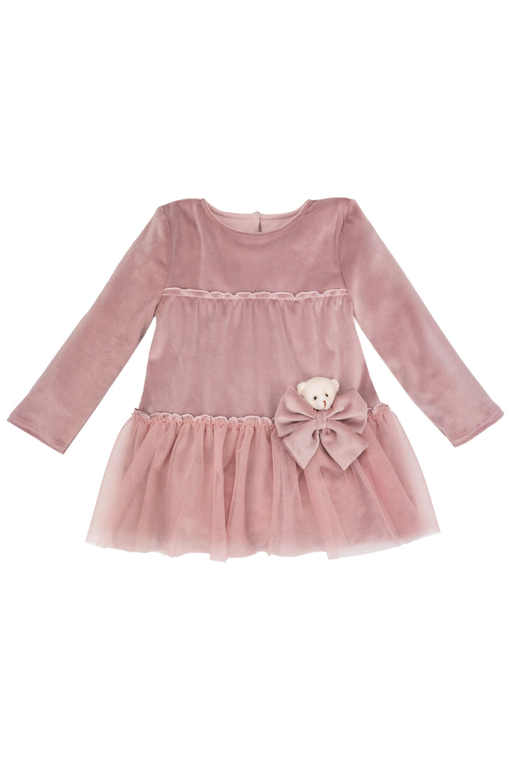 "Lisbeth" Dusky Pink Velour Tulle Teddy Dress