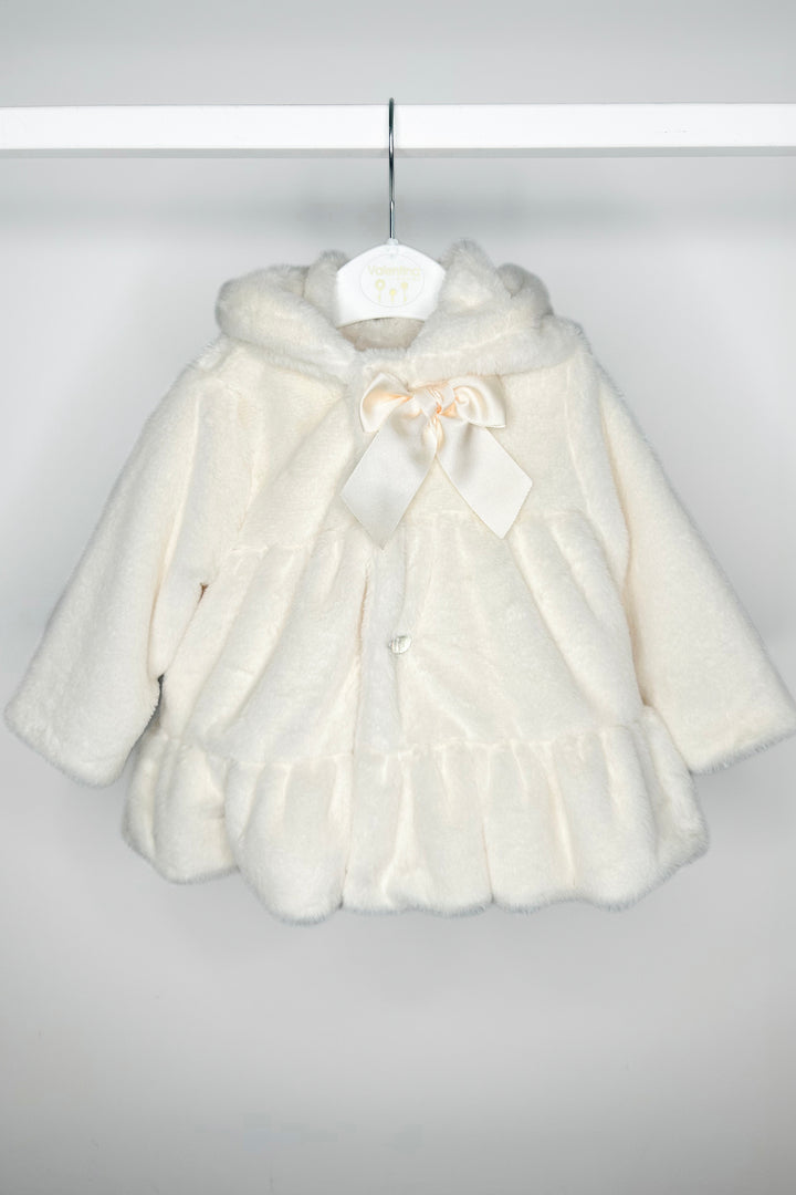 Ivory Faux Fur Hooded Coat