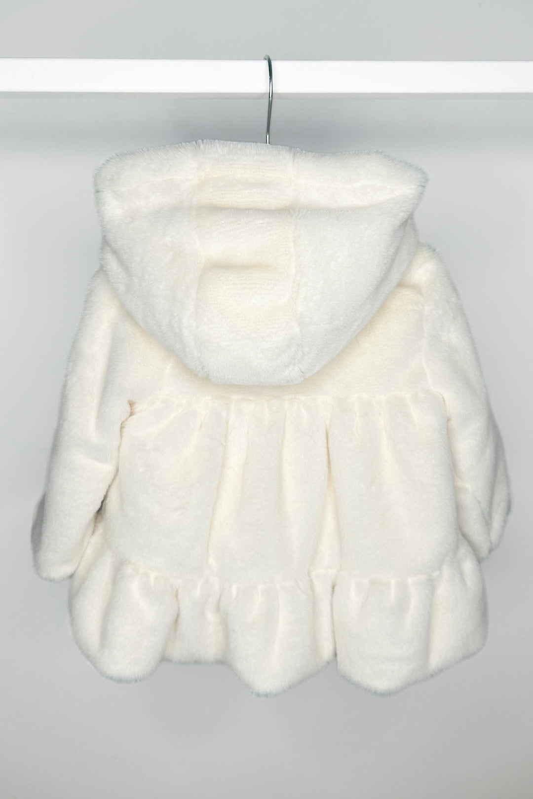 Ivory Faux Fur Hooded Coat