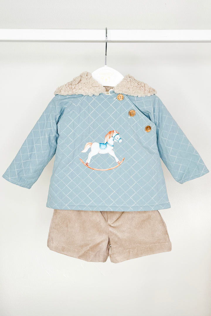 "Lawrence" Teal Rocking Horse Hoodie & Shorts