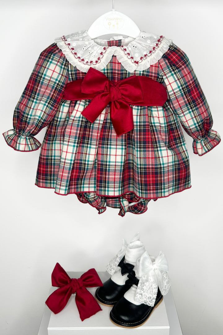 "Emilee" Red Tartan Dress & Bloomers