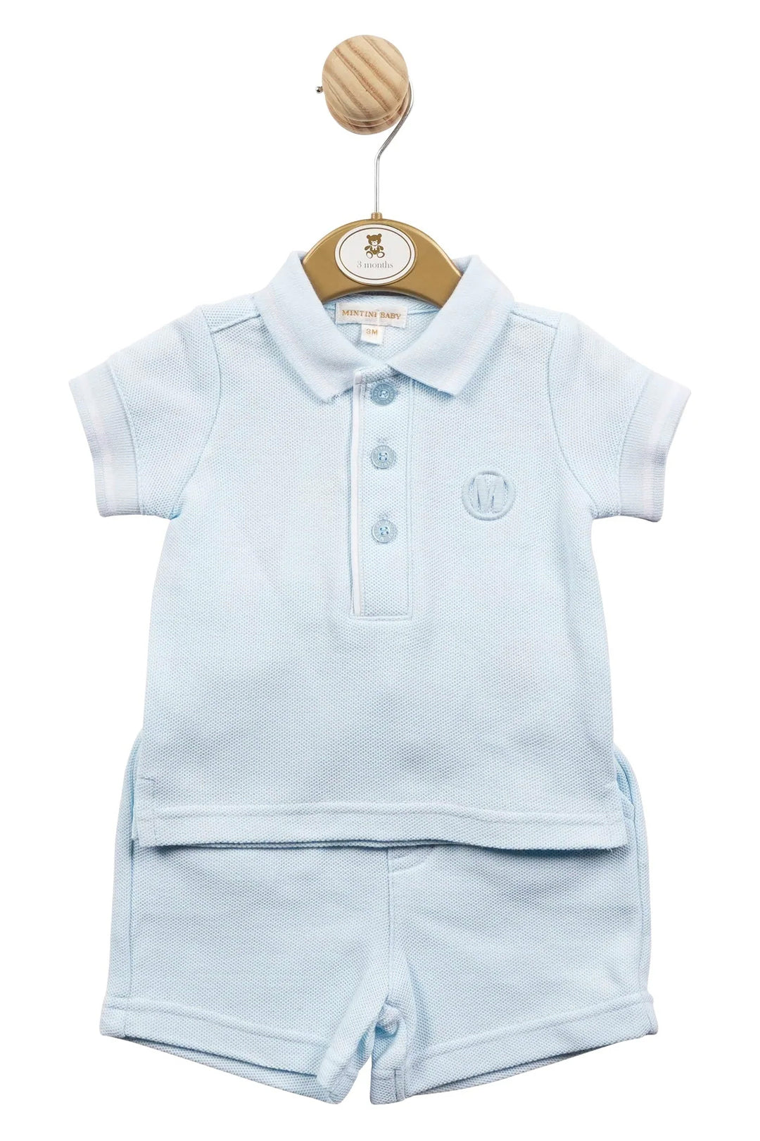 Mintini Baby "Milo" Baby Blue Polo Shirt & Shorts | Millie and John