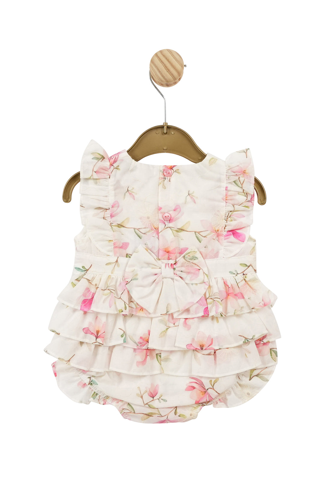 Mintini Baby "Alice" White & Pink Floral Shortie | Millie and John