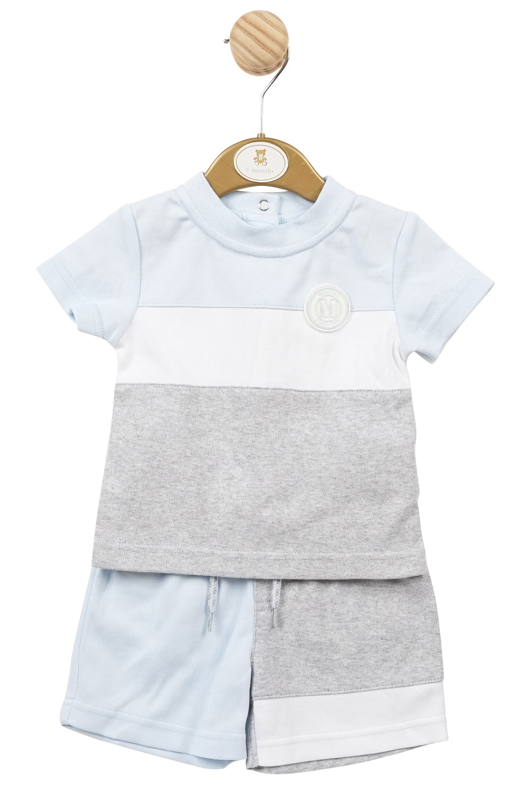 Mintini Baby "Reagan" Baby Blue & Grey T-Shirt & Shorts | Millie and John