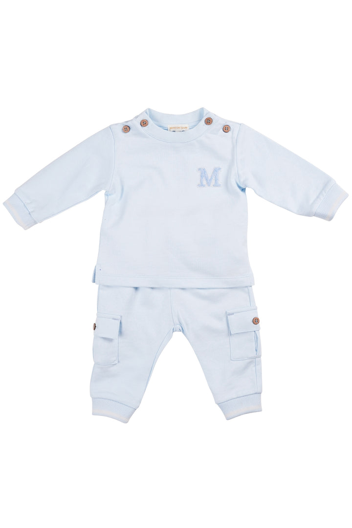 "Dominic" Baby Blue Sweatshirt & Cargo Joggers