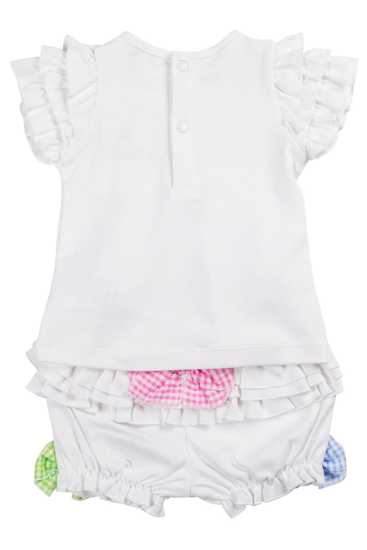 "Lucy" White Gingham Bow Top & Bloomers