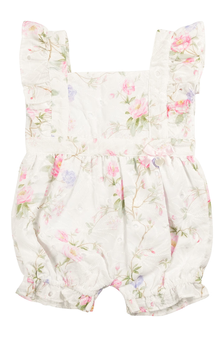 "Freya" Ivory & Pink Floral Broderie Anglaise Romper