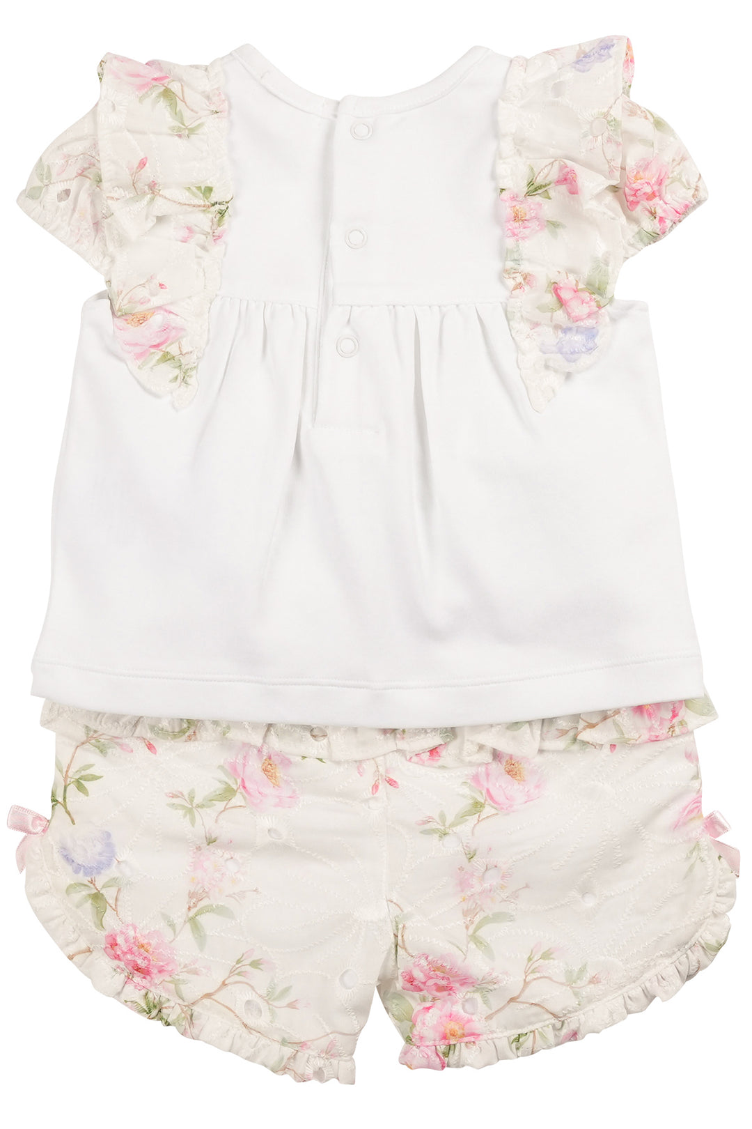 "Olive" Ivory & Pink Floral Top & Shorts