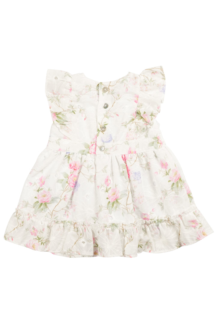 "Polly" Ivory & Pink Floral Broderie Dress