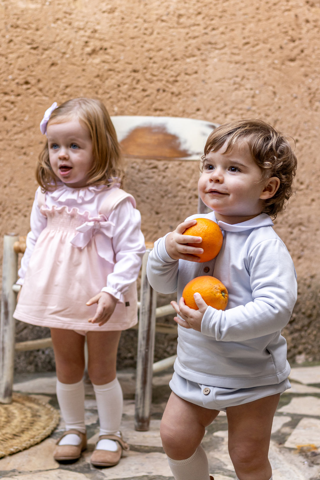 "Bea" Baby Pink Blouse, Dress & Bloomers