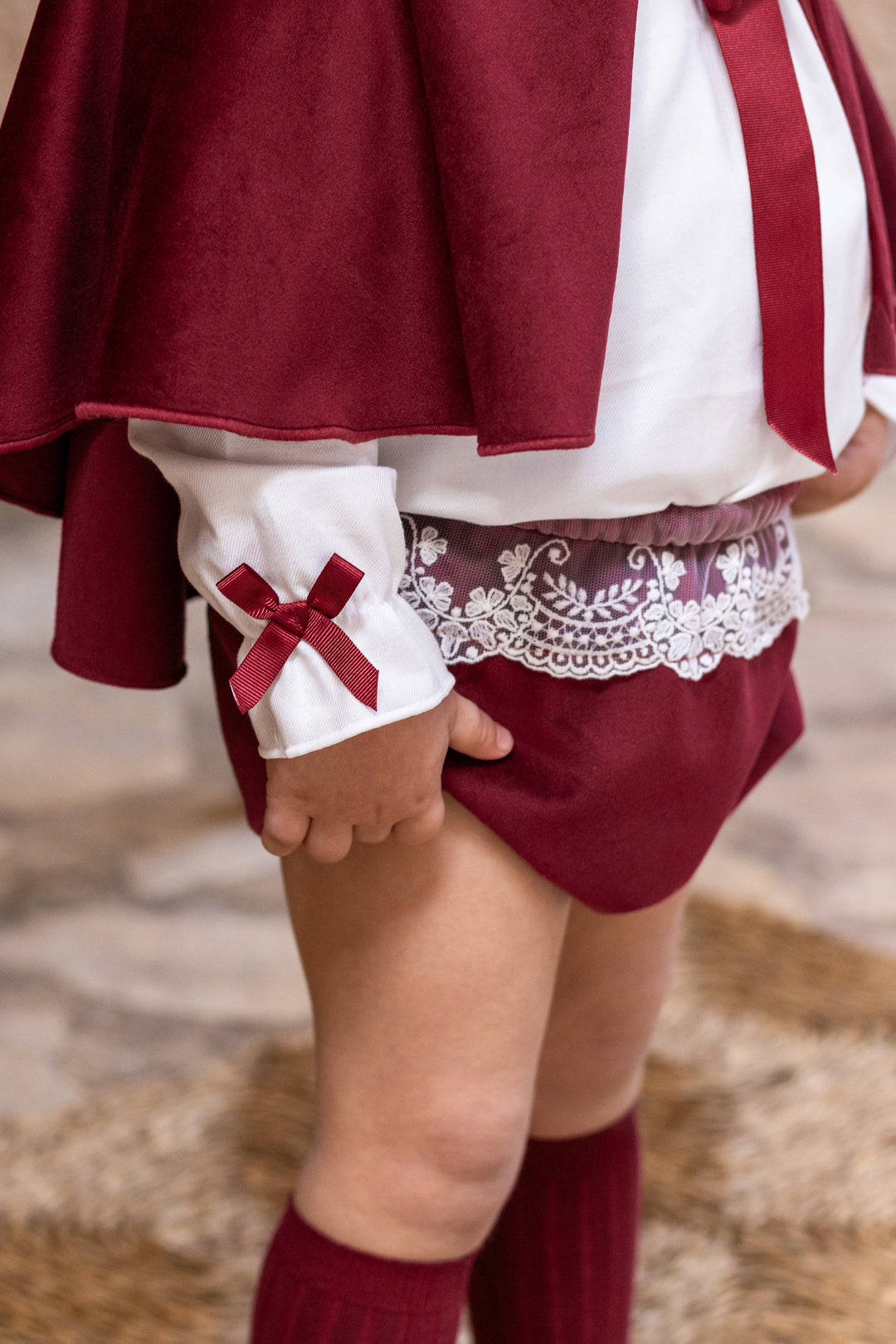 "Rosalie" Lace Blouse & Burgundy Velvet Bloomers
