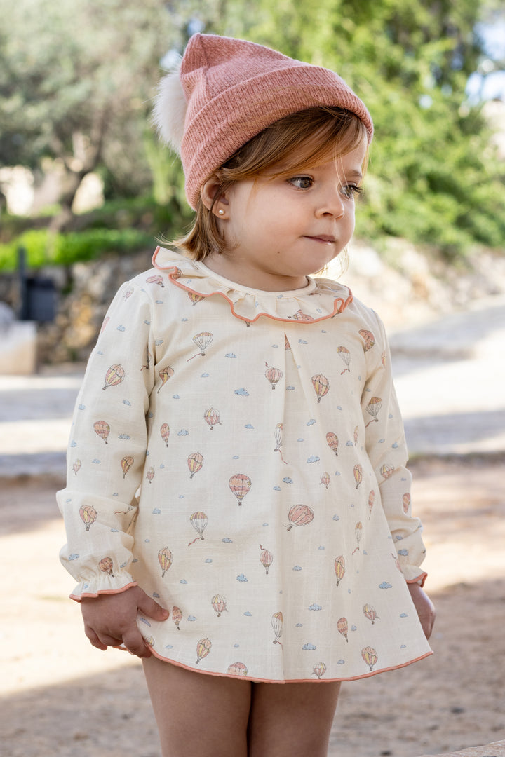 "Sylvie" Dusky Coral Hot Air Balloon Dress & Bloomers