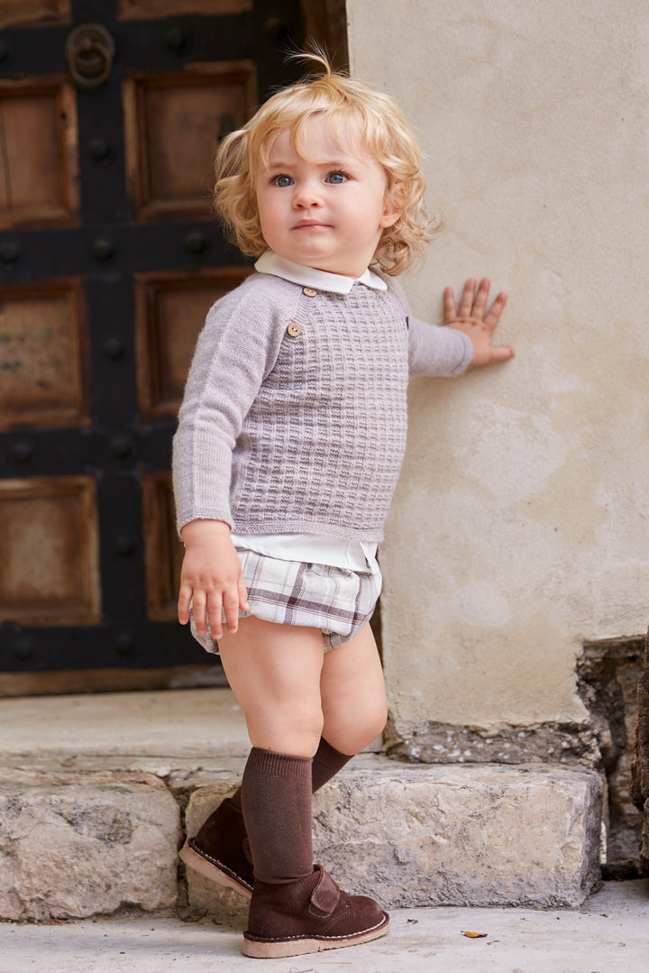 Martín Aranda "Rheo" Stone Knit Jumper & Tartan Jam Pants | Millie and John