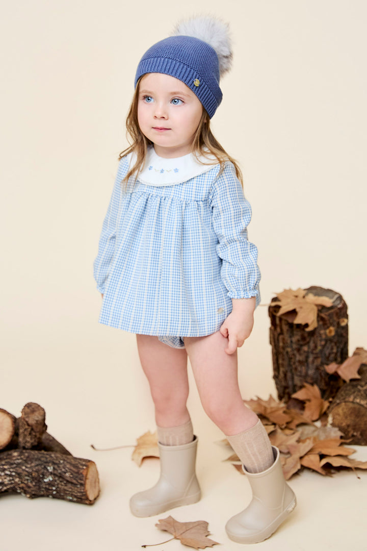 "Hallie" Blue Check Dress & Bloomers