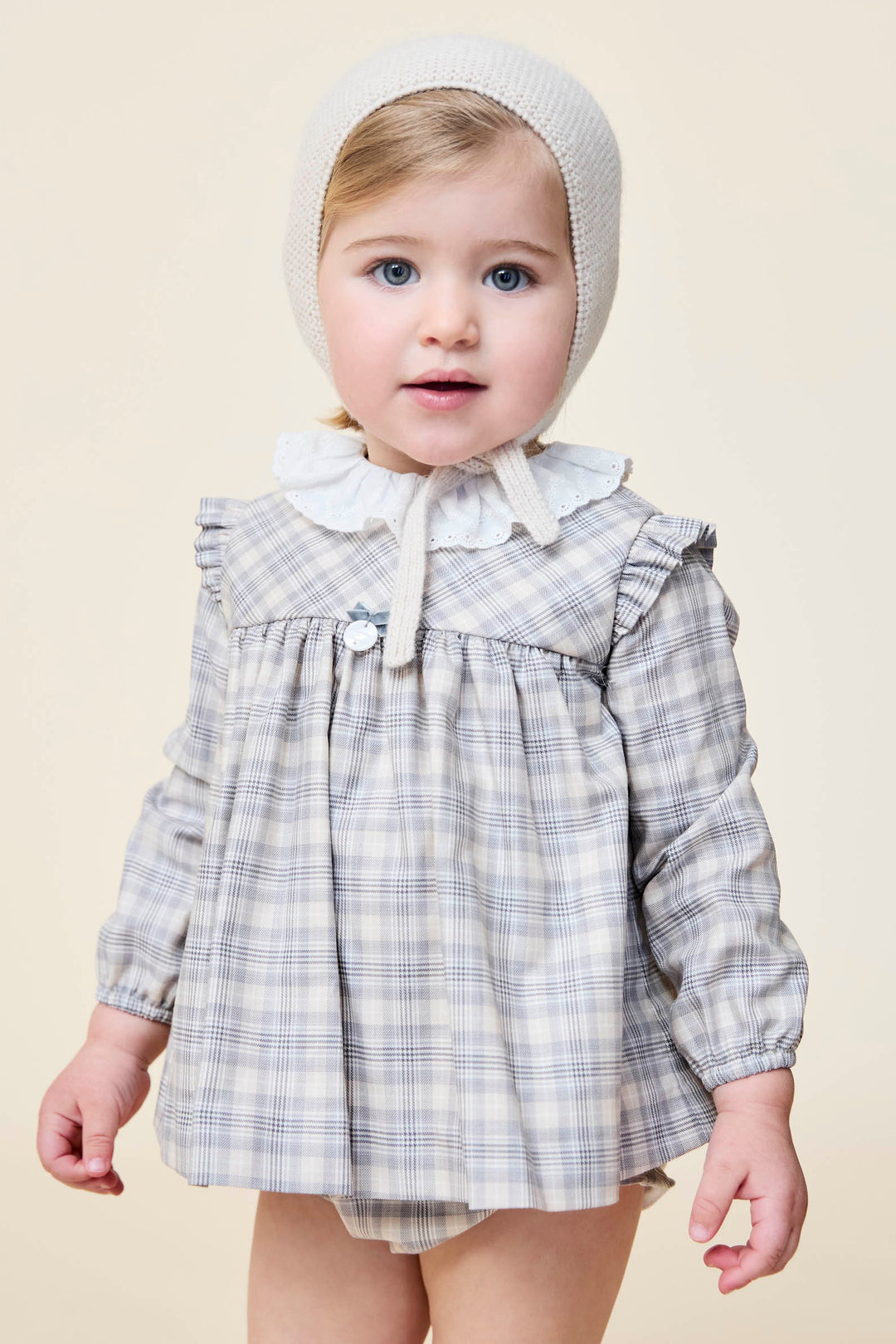 "Maisie" Stone Tartan Dress & Bloomers