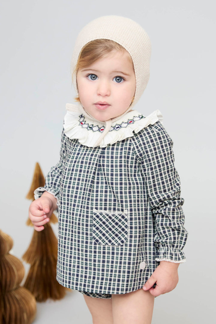 "Arabella" Navy Tartan Dress & Bloomers